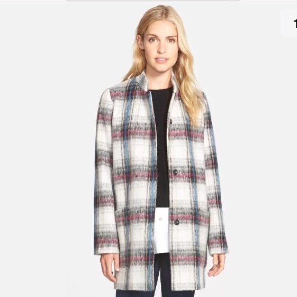 KENNETH COLE NEW YORK Plaid Peacoat - Picture 4 of 8